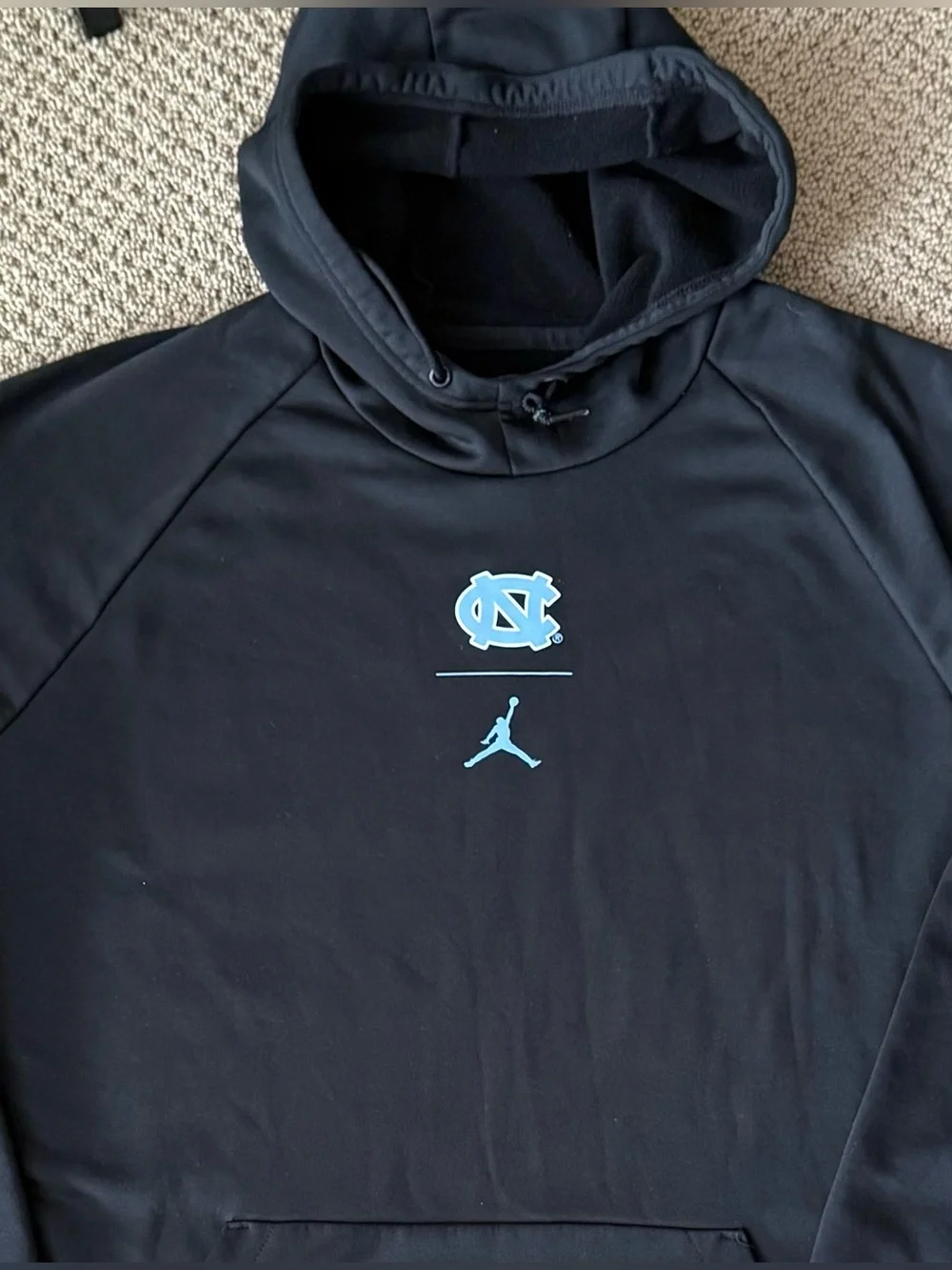 Nike Jordan Black Hoodie with Carolina Blue UNC & Jumpman Logos Size L